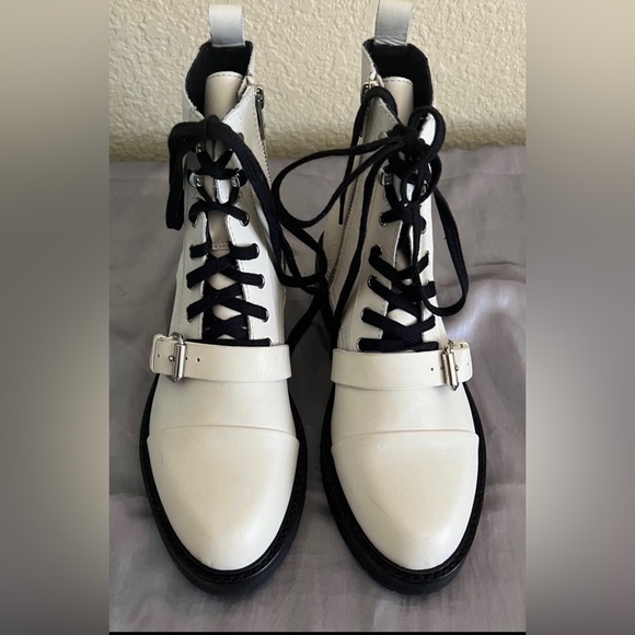 All Saints Donita White Leather Combat Boots NEW 9 - Picture 11 of 11